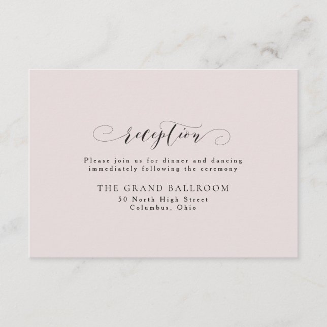 Elegante, schlichte Rosa-Empfang-Karte Einladung (Vorderseite)