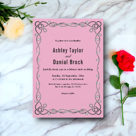 Elegante, schlichte Rosa Moderne blumenreiche Hoch Einladung