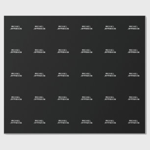 Elegante Schlichte Schwarz-weiße Personalisierte A Geschenkpapier