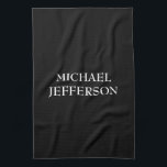 Elegante Schlichte Schwarz-weiße Personalisierte A Geschirrtuch<br><div class="desc">Sie sagen, ein schwarzer Hintergrund wäre nicht gut? Denk noch mal nach! Schwarz ist immer die Farbe von Geschmack und Adel. Es ist eine der auffälligsten und auffälligsten Farben der Geschichte. Warum nicht Ihre eigene Persönlichkeit und Ihren Geschmack mit dieser einzigartig gestalteten Vorlage widerspiegeln?</div>