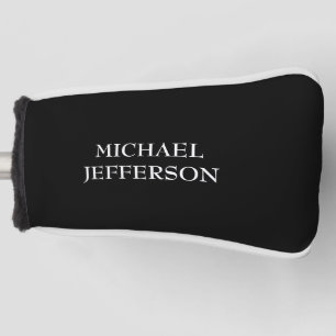 Elegante Schlichte Schwarz-weiße Personalisierte A Golf Headcover