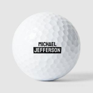 Elegante Schlichte Schwarz-weiße Personalisierte A Golfball