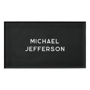 Elegante Schlichte Schwarz-weiße Personalisierte A Namenschild