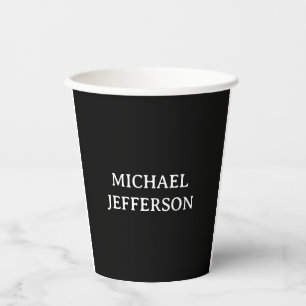 Elegante Schlichte Schwarz-weiße Personalisierte A Pappbecher