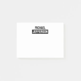 Elegante Schlichte Schwarz-weiße Personalisierte A Post-it Klebezettel