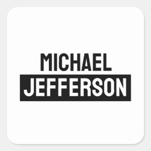 Elegante Schlichte Schwarz-weiße Personalisierte A Quadratischer Aufkleber