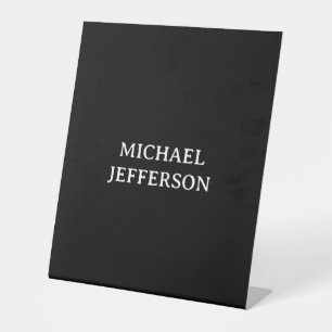 Elegante Schlichte Schwarz-weiße Personalisierte A Sockelschild