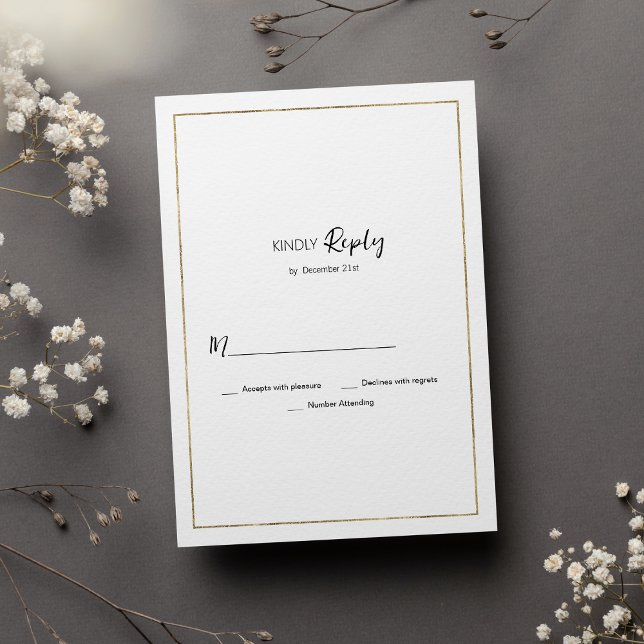 Elegante, schlichte, weiße, minimalistische UAWG Einladung (Elegant simple white gold minimalist RSVP)