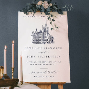 Elegante Schloss Ziel Willkommen Hochzeit Acrylschild