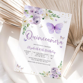 Elegante Schmetterling Quinceañera-Einladung Einladung