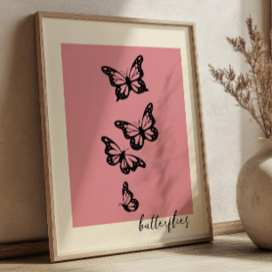 Elegante Schmetterlinge auf moderner minimalistisc Poster