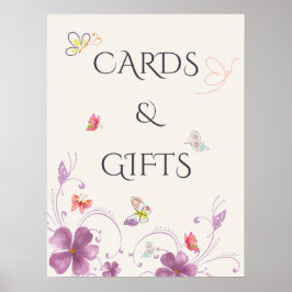 Elegante Schmetterlinge Brautparty Karten und Gesc Poster