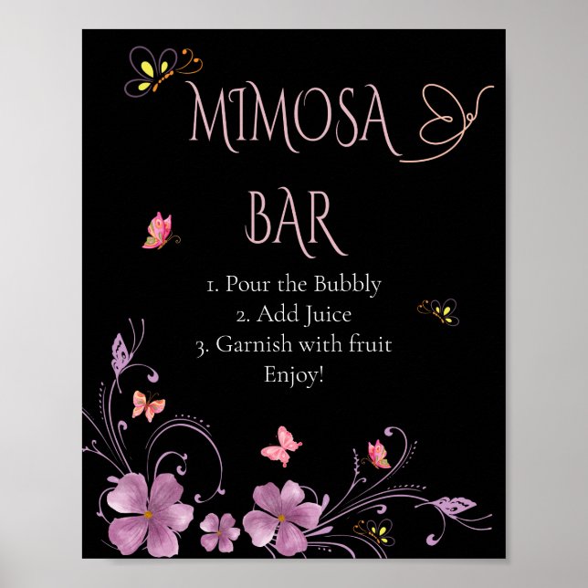 Elegante Schmetterlinge Brautparty Karten und Gesc Poster (Vorne)