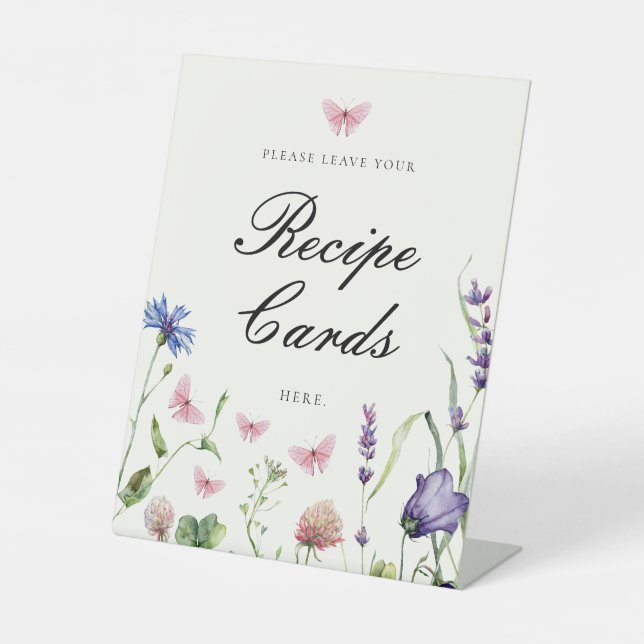Elegante Schmetterlinge Brautparty Rezept Karten Sockelschild (Vorderseite)