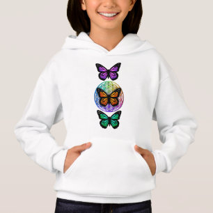 Elegante Schmetterlinge farbenfrohe Blume des Lebe Hoodie