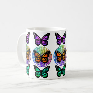 Elegante Schmetterlinge farbenfrohe Blume des Lebe Kaffeetasse