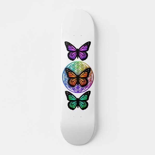 Elegante Schmetterlinge farbenfrohe Blume des Lebe Skateboard (Vorne)