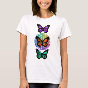 Elegante Schmetterlinge farbenfrohe Blume des Lebe T-Shirt