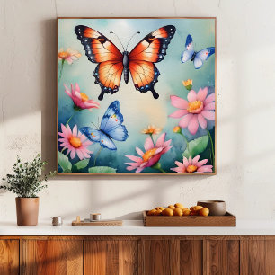 Elegante Schmetterlinge im Wasser Kunst, Dichtung  Poster