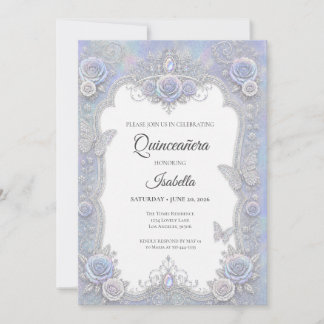 Elegante Schmetterlinge Quinceañera Einladung