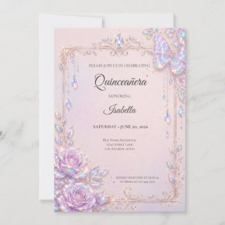 Elegante Schmetterlinge Quinceañera Einladung