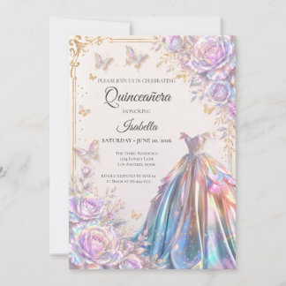 Elegante Schmetterlinge Quinceañera Einladung