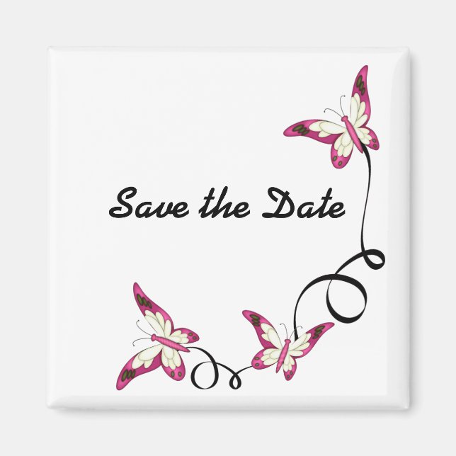 elegante Schmetterlinge Save the Date Magnet (Vorne)