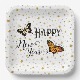 Elegante Schmetterlinge & Sterne Weißes Glück Neue Pappteller