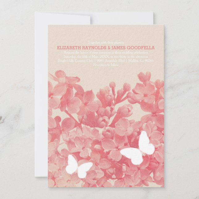 Elegante Schmetterlinge zum Hochzeitsfeiern Einladung (Vorderseite)