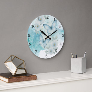 Elegante Schmetterlings-Blumen-Wanduhr Große Wanduhr