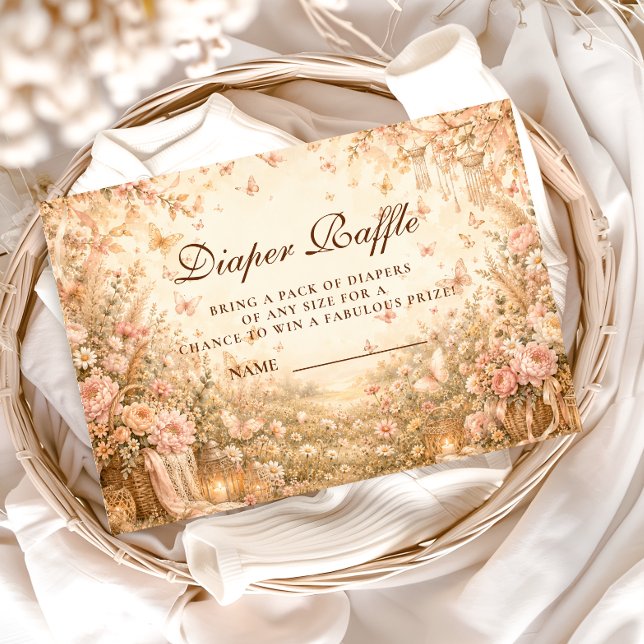 Elegante Schmetterlings-Boho-Windel-Raffle Begleitkarte (Von Creator hochgeladen)