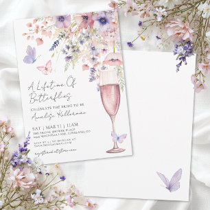 Elegante Schmetterlings-Wildblumen-Brautparty Einladung