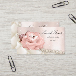 Elegante Schmuck Hochzeitsplaner Rose Sterne Perle Visitenkarte