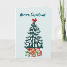 Elegante Schneebedeckte Weihnachtsbaum-Mintgrün Karte