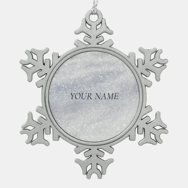 Elegante Schneedekoration Schneeflocken Zinn-Ornament (Vorderseite)