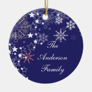 Elegante Schneeflocke-datiertes Keramik Ornament