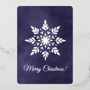 Elegante Schneeflocke Dunkelblau Frohe Weihnachten Folien Feiertagskarte