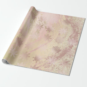 Elegante Schneeflocken aus Kupfergold-Rose Glitzer Geschenkpapier