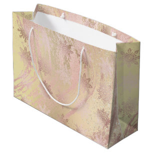 Elegante Schneeflocken aus Kupfergold-Rose Glitzer Große Geschenktüte