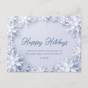 Elegante Schneeflocken Firmen-Weihnachtsfeiertage Postkarte