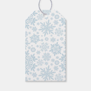 Elegante Schneeflocken (Frost Blau - Weiß) Geschenkanhänger