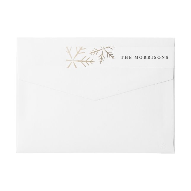 Elegante Schneeflocken Gold Moderner Urlaub (Rückseite)