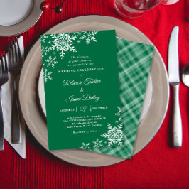 Elegante Schneeflocken Karierte Grüne Hochzeit Ein