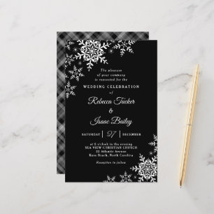Elegante Schneeflocken Karierte Schwarze Hochzeit