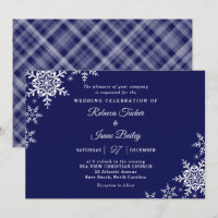 Elegante Schneeflocken Karo Navy Blau Hochzeit