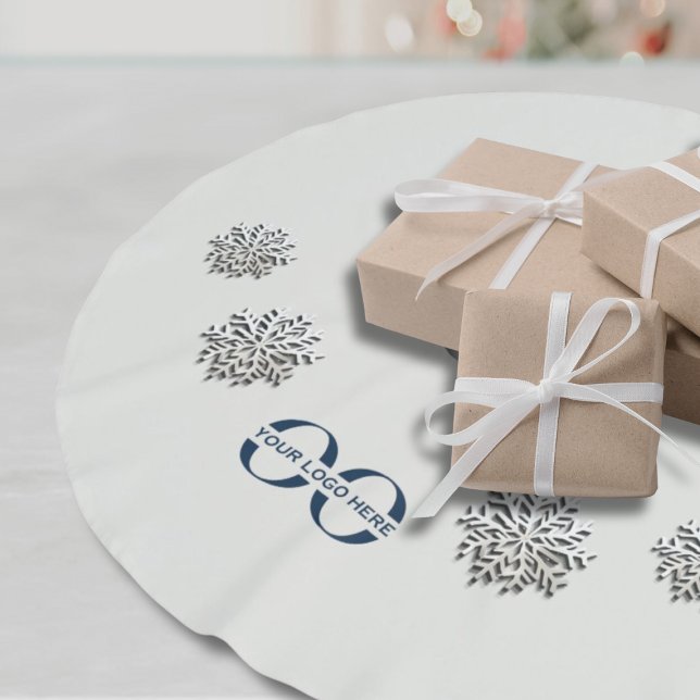 Elegante Schneeflocken mit individuellem Logo Polyester Weihnachtsbaumdecke (Von Creator hochgeladen)