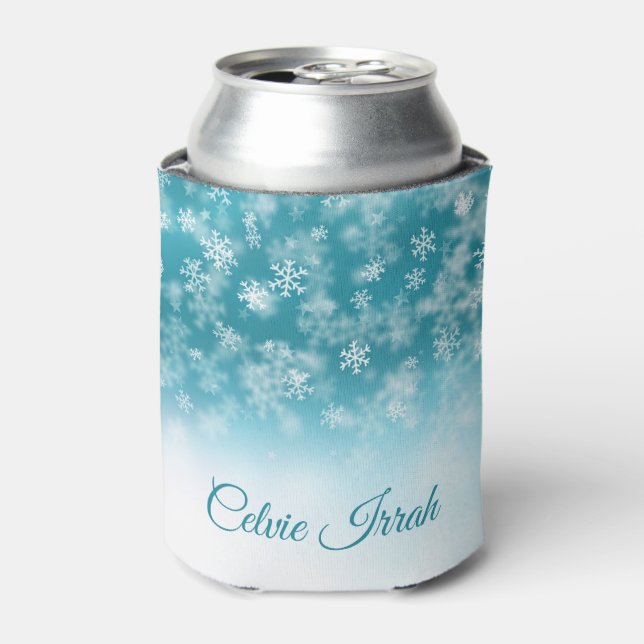 Elegante Schneeflocken Personalisiert | Can Cooler Dosenkühler (Kanne Vorderseite)