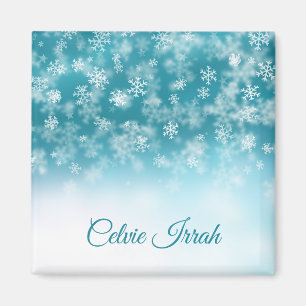 Elegante Schneeflocken Personalisiert Magnet