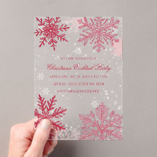 Elegante Schneeflocken Rosa Weihnachtscocktails Acryleinladungen