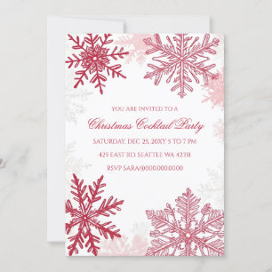 Elegante Schneeflocken Rosa Weihnachtscocktails Einladung